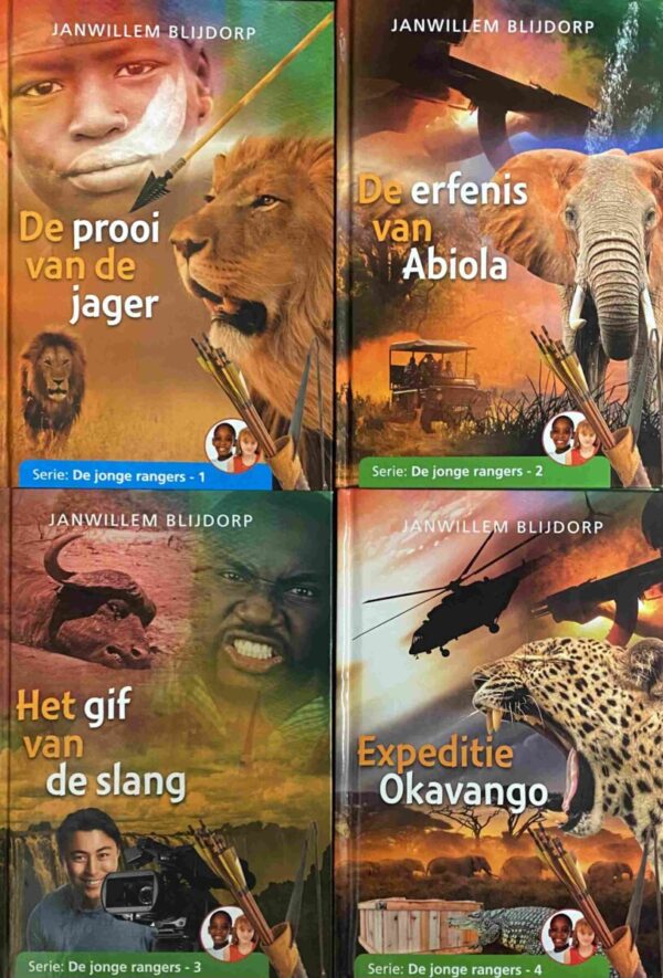 De jonge rangers (4-delige set). 1: De prooi van de jager. 2: De erfenis van Abiola. 3: Het gif van de slang. 4: Expeditie Okavango