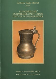 Europäische Schmiedekunst, Zinn und Kunsthandwerk. Samstag, 13. November 1982 (+ estimates list/bidding slip)